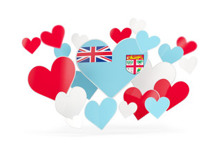 Flag of fiji, heart shaped stickers