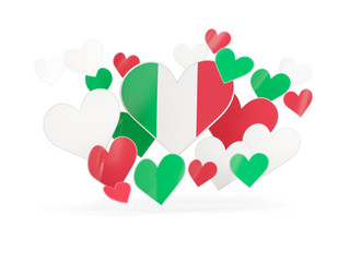 Flag of italy, heart shaped stickers