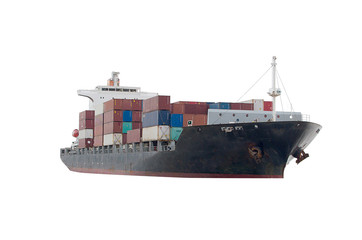 Fototapeta premium Cargo ship white background