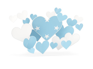 Flag of micronesia, heart shaped stickers