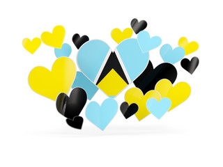 Flag of saint lucia, heart shaped stickers
