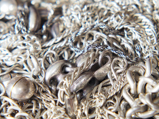 silver chains background, silver jewelry