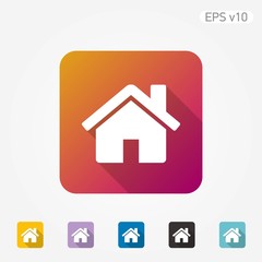Flat icon of home symbol with shadow.