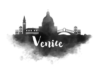 Watercolor Venice City Skyline