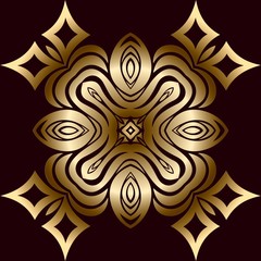 Mandala, amulet. Round vintage ornament, medallion floral . Esoteric gold symbol