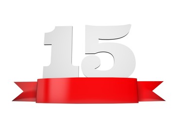 Number 15 red ribbon banner