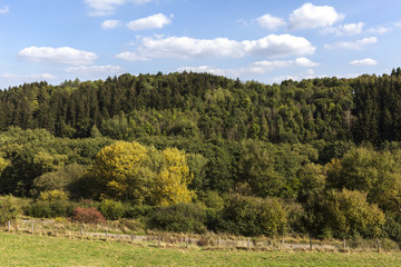 Fototapeta na wymiar Nettersheim: Landschaft am Rande des Urfttales bei Nettersheim in der Eifel.