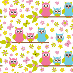 Vector seamless pattern on the theme of family and nature.