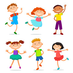 collection of happy children in different positions