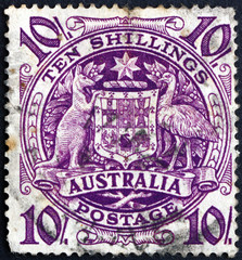 Postage stamp Australia 1949 Arms of Australia