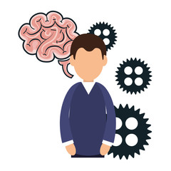 avatar man and human brain organ and gears. colorful design. vector illustration