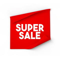 Red sales banner isolated on a white background