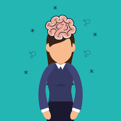 avatar woman with human brain organ. colorful design. vector illustration