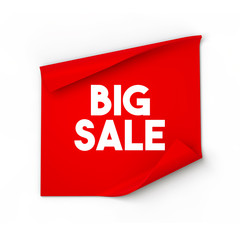 Red sales banner isolated on a white background