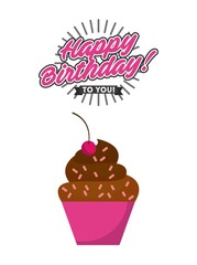 happy birrhday cake celebration vector illustration design