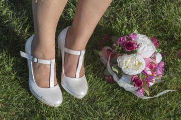 Wedding Flowers and White Shoes