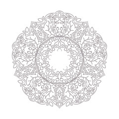 Decorative line art frame for design template. Elegant vector element, place text. Grey outline floral border. Lace illustration invitations and greeting cards