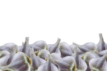 lot of garlic on a white isolated background