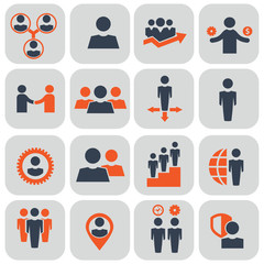 Human resources and management icons set. Vector ilustration