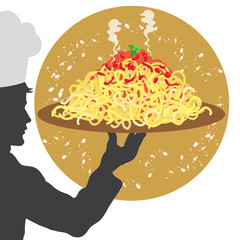Cook  Silhouette with Spaghetti