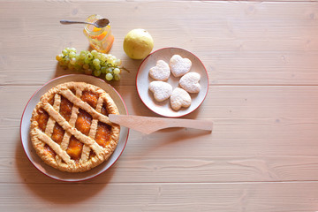 Italian Breakfast/ traditional breakfast food. Cake, sweets and fruit 