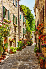 Narrow street in the old town in Italy