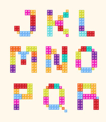 Alphabet blocks color style vector set.