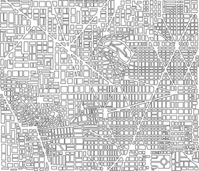 Deurstickers Grijs Landschap van het bovenaanzicht van de stadskaart van een herhalend naadloos patroon