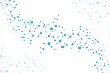 Structure molecule and communication Dna, atom, neurons. Science concept for your design. Connected lines with dots. Medical, technology, chemistry, science background. Vector illustration.