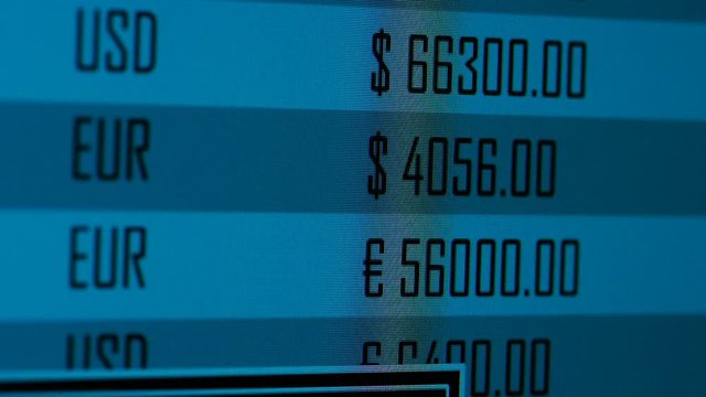 Close up of currency amounts being listed in a search program