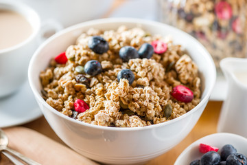 Granola made from Oat Porridge, Nuts, Seeds, Berries