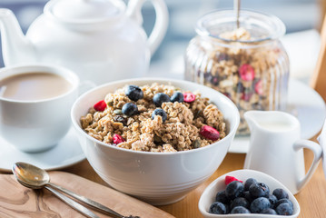 Granola made from Oat Porridge, Nuts, Seeds, Berries