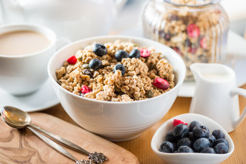 Granola made from Oat Porridge, Nuts, Seeds, Berries
