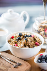 Granola made from Oat Porridge, Nuts, Seeds, Berries