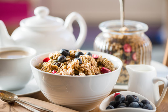 Granola Made From Oat Porridge, Nuts, Seeds, Berries