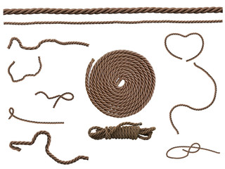 Ropes set with isolated on white background