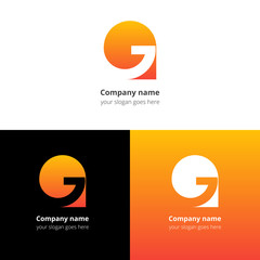 Letter G logo icon flat and vector design template. Trend orange gradient color on white and black background.