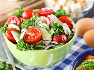 The salad of fresh vegetables close-up