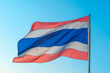Thai flag on blue sky
