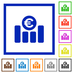 Euro graph framed flat icons