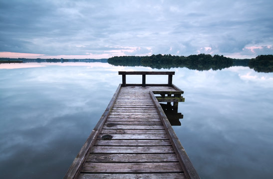 Fototapeta wooden pier on big lake
