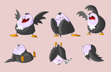 Set of vector cartoon cute, fat vampires in different poses.