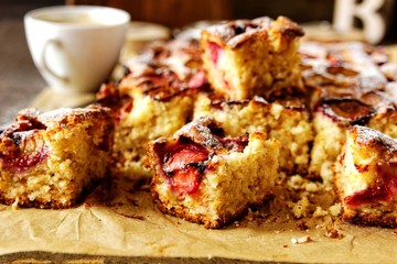 Coconut and plum cake