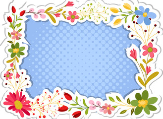 Fototapeta na wymiar Kids Flowers Frame Sticker