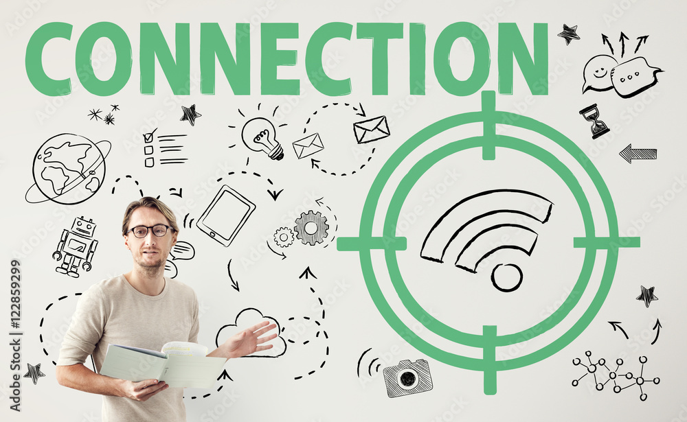 Wall mural connection target wifi signal graphics concept