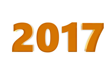 New 2017 year glass figures lying on the floor with shadow isolated on white background. 3D rendering illustration of 2017 number.