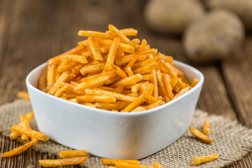 Some fried Potato Sticks (close-up shot)