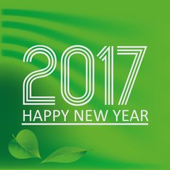 happy new year 2017 on green abstract color background eps10