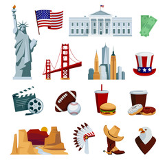 USA Flat Icons Set © Macrovector