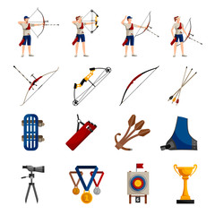 Archery Flat Icons Set - obrazy, fototapety, plakaty